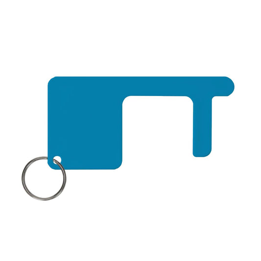 Schlüsselanhänger "Safe contact" mit Schlüsselring hellblau (antibakteriell)